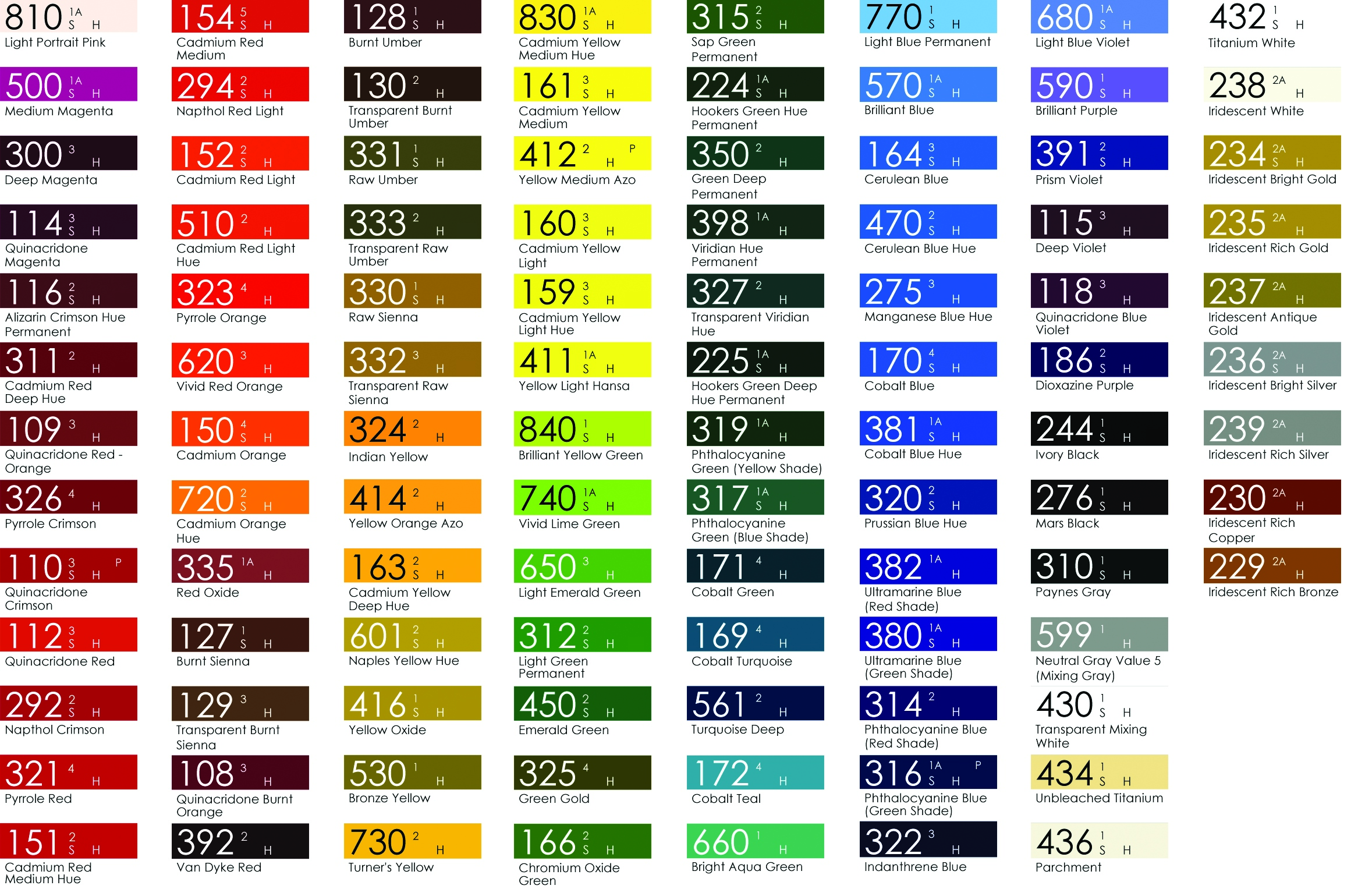 Liquitex Heavy Body Color Chart